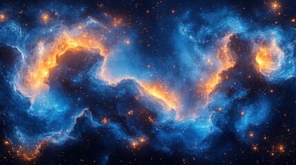 Fototapeta premium Cosmic Nebula with Glowing Blue and Orange Hues