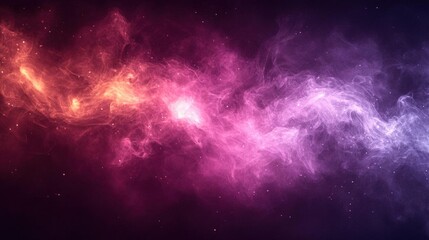 Fototapeta premium Cosmic Nebula: A vibrant swirl of pink, red, and purple hues illuminating the deep space. An abstract cosmic landscape, perfect for science fiction,
