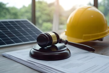 Gavel, Documents, Solar Panel, and Hard Hat