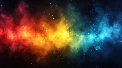 Naklejka premium Cosmic Nebula with Vibrant Rainbow Hues and Sparkling Stars