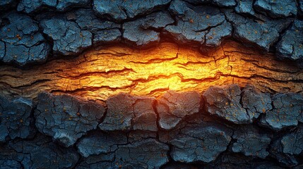 Fototapeta premium Glowing Embers in Dark Bark: A Captivating Study of Texture and Light