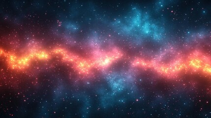 Naklejka premium Cosmic Nebula with Vibrant Hues of Red, Orange, and Blue