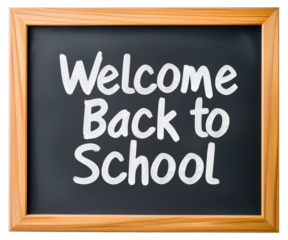Welcome message for students preparing for a new school year isolated on transparent background.