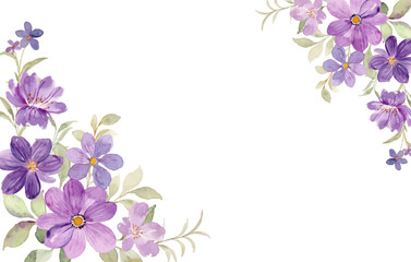 Watercolor purple floral frame