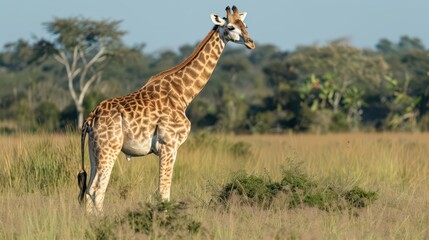 Obraz premium Majestic Giraffe in the Savanna. Harmony with Nature concept