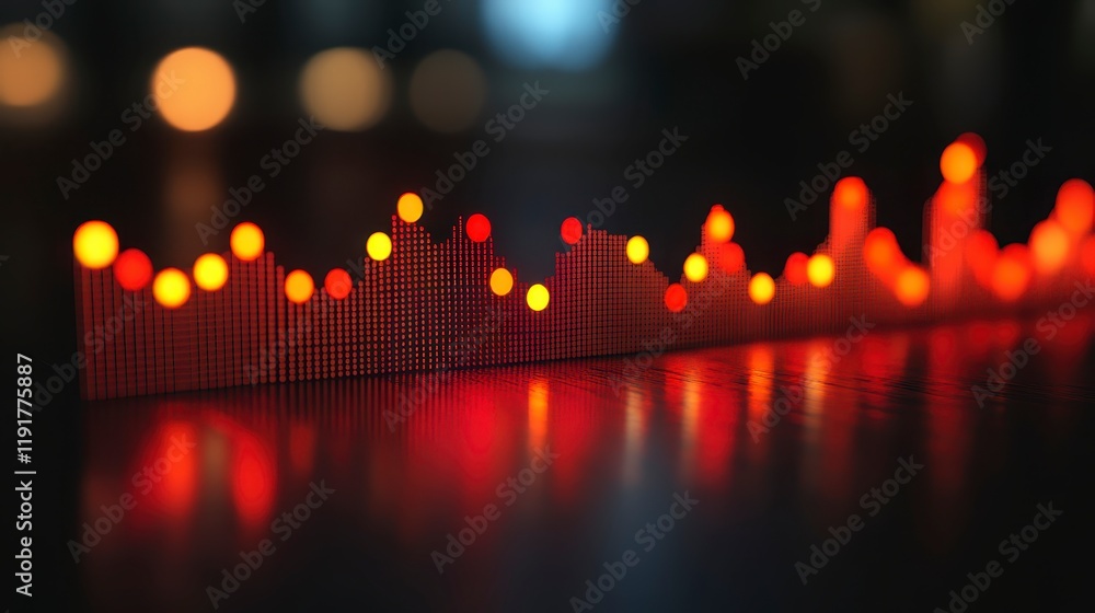 Poster abstract red and orange digital data visualization graph on dark surface
