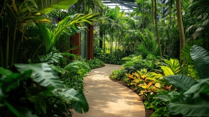 Obraz premium Serene Tropical Garden Pathway
