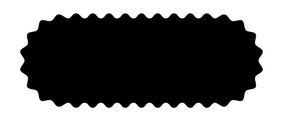 Fototapeta premium Oval rectangle shape with wavy edges. Rectangular shape with round scalloped borders. Empty text box, speech bubble, tag or label isolated on white background. Vector graphic illustration.