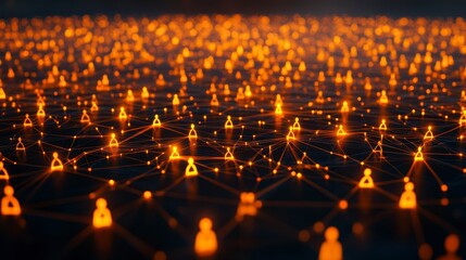 Fototapeta premium Global Network Connection Illuminated Nodes Representing Worldwide Interconnectivity