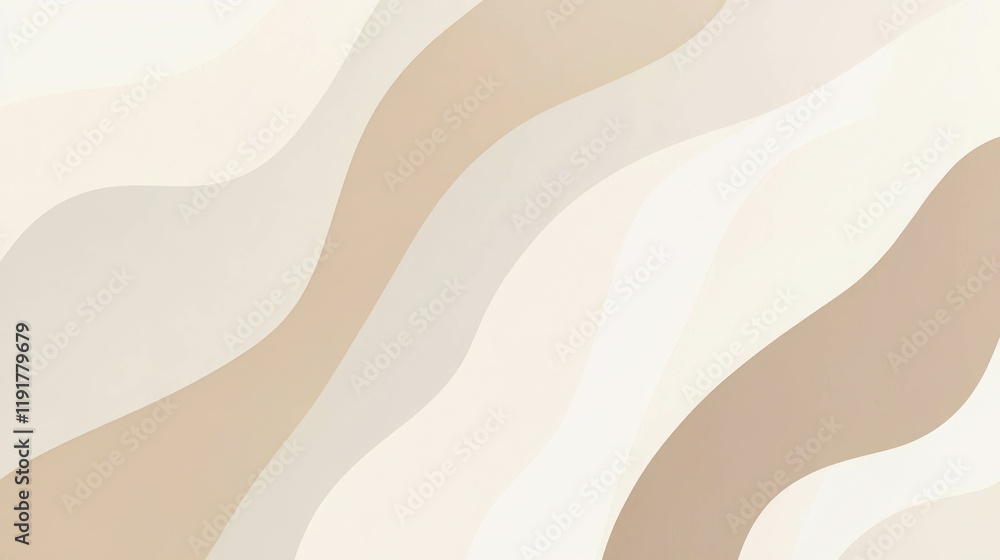 Poster abstract organic curves: a fluid and calming abstract background with soft, undulating curves in mut