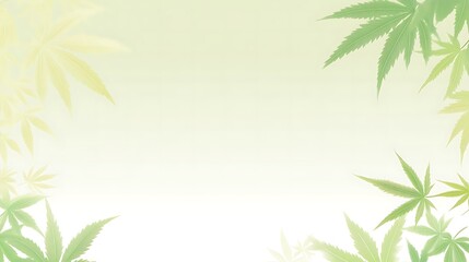 Obraz premium Delicate Cannabis Leaves Frame Soft Green Background