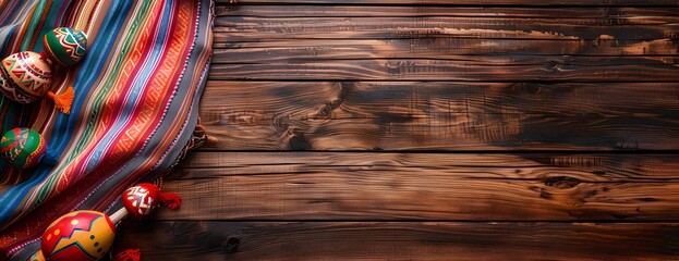 Rustic wooden background with Mexican theme