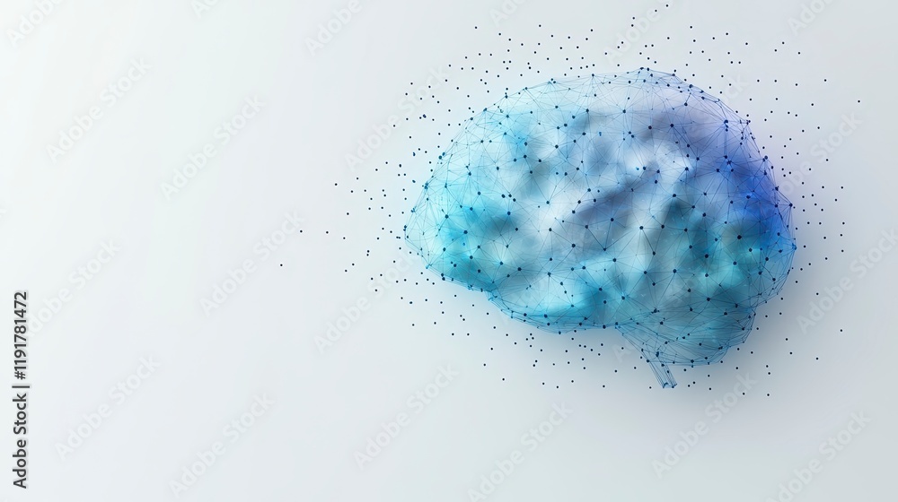 Poster abstract digital brain network neural connections intelligence and technology concept