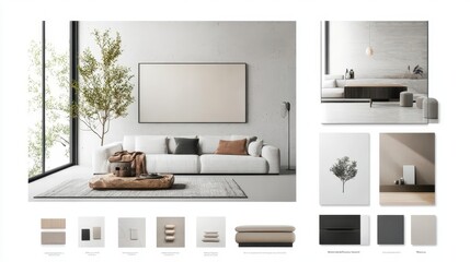 Cozy Grey Couch in a Stylish Living Room. Comfort and Elegance concept