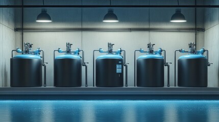 A row of tanks are lined up next to each other