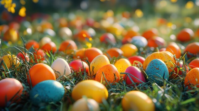 A fun Easter day where kids find eggs hidden in a colorful pumpkin patch.