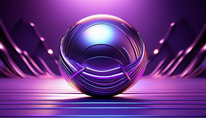 metallic sphere on a purple abstract background with a modern sci fi feel perfect for branding marketing or as a decorative backdrop