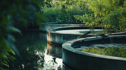 A series of small pools of water are lined up next to each other