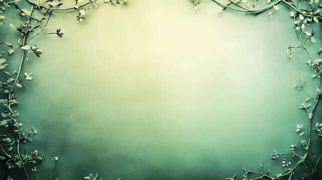 Delicate floral branches frame a soft green background