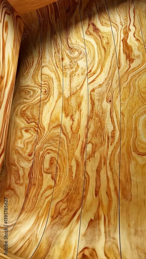 Poster beautiful textured wood panel showcasing natural patterns illuminated by soft light in an indoor set