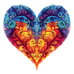 Heart-shaped fractal pattern in vivid colors
