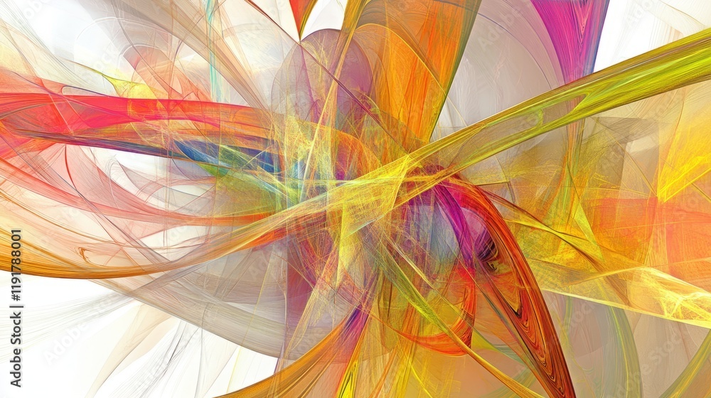 Poster colorful abstract design featuring vibrant swirls and dynamic shapes in a fluid composition