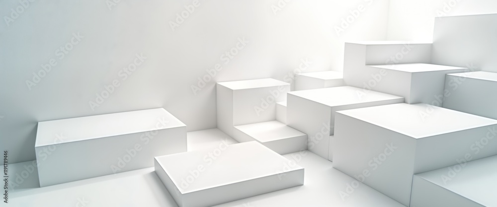 Poster abstract geometric design. white cubes form abstract pattern. modern tech illustration. ideal for bu