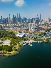 Vertical aerial view of Kuala Lumpur in daytime