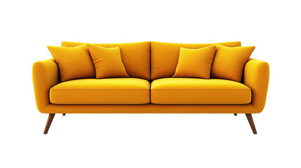Stylish Yellow Modern Sofa isolated on Transparent background