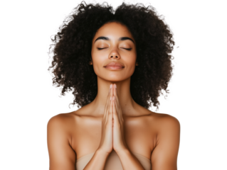 Serene Woman Practicing Meditation with Peaceful Expression and Natural Beauty