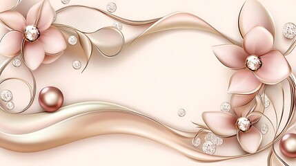 Elegant Rose Gold Floral Design With Pearls And Diamonds