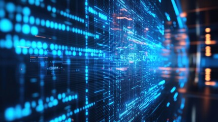 Abstract Digital Data Stream: A Futuristic Visualization of Binary Code and Information Flow