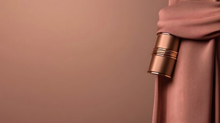 Naklejka premium Rose Gold Cosmetic Container Draped in Fabric