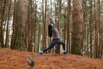 Stretching routine in the forest