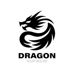 Dragon Logo, Dragon Logo Design, Dragon Logo Black, Dragon Logo Brand. Dragon Logo Vector Design on White Background