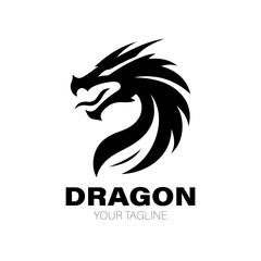 Dragon Logo, Dragon Logo Design, Dragon Logo Black, Dragon Logo Brand. Dragon Logo Vector Design on White Background