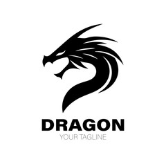 Dragon Logo, Dragon Logo Design, Dragon Logo Black, Dragon Logo Brand. Dragon Logo Vector Design on White Background