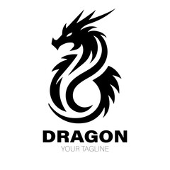 Dragon Logo, Dragon Logo Design, Dragon Logo Black, Dragon Logo Brand. Dragon Logo Vector Design on White Background