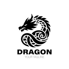 Dragon Logo, Dragon Logo Design, Dragon Logo Black, Dragon Logo Brand. Dragon Logo Vector Design on White Background