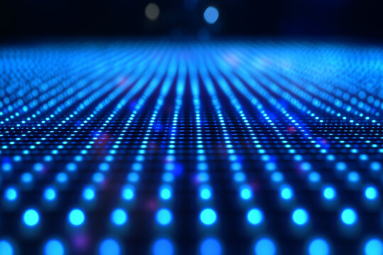 Blue digital binary data on computer screen background