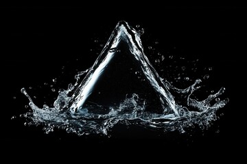 Stunning Triangular Water Splash Against Black Background: Abstract Photography of  Fluid Dynamics and Crystal Clear Water
