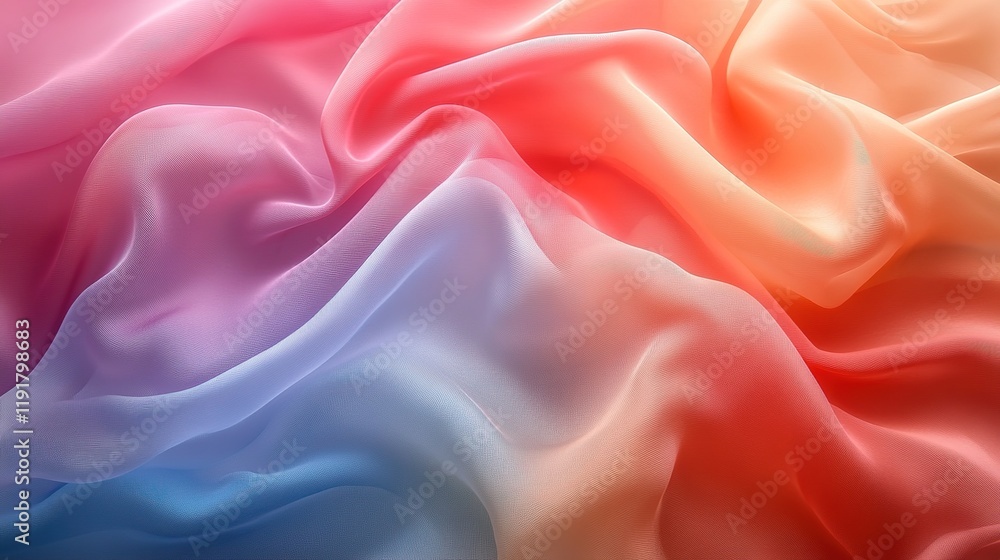 Poster flowing colorful fabric texture studio background design soft lighting close-up textile art for crea