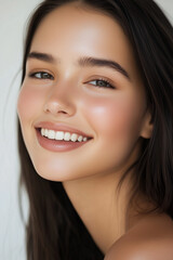 Portrait of a Woman with a Beautiful Smile and Snow-White Teeth