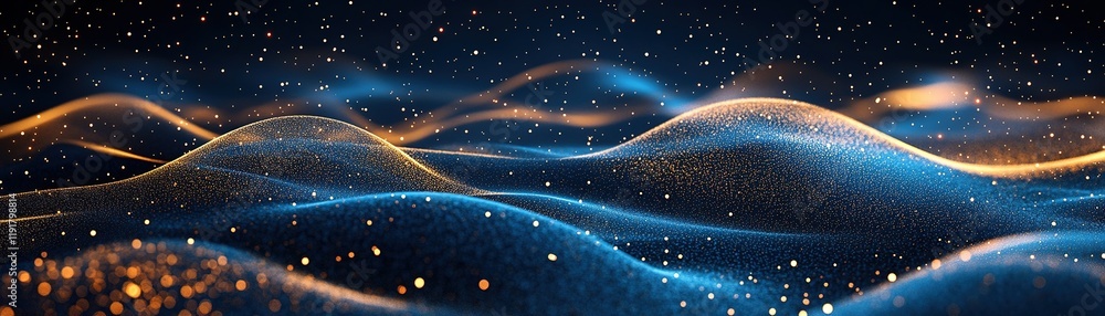 Poster dynamic waves of light and color abstract digital art studio vibrant environment close-up view visua