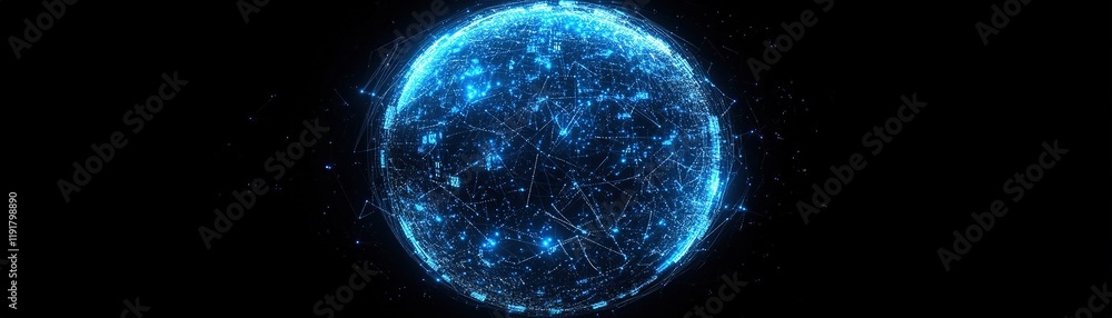 Poster exploring global connectivity through digital networks virtual space infographic dark background wid