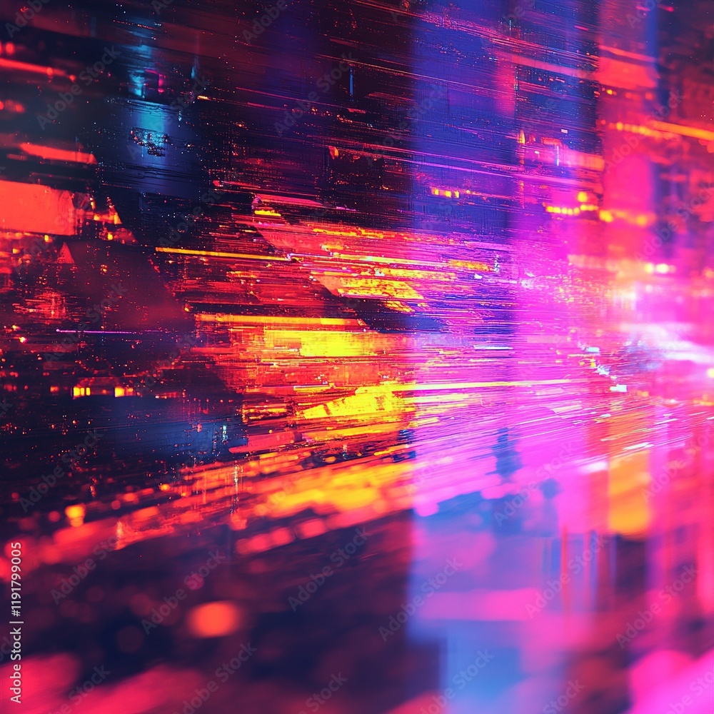Poster dynamic abstract visualization of colorful light patterns digital environment graphic artwork futuri