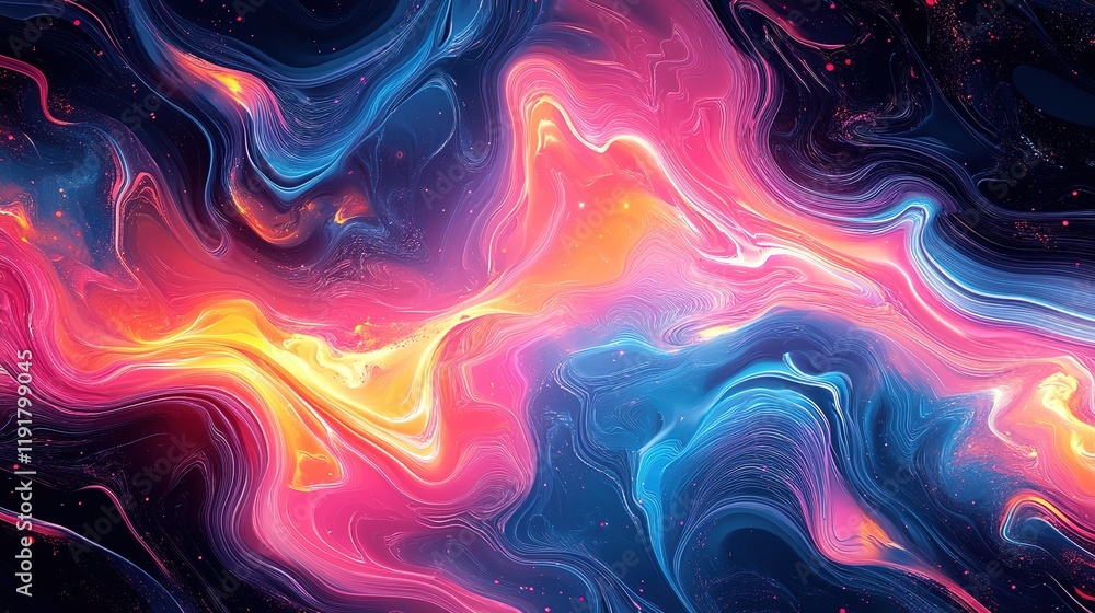 Poster dynamic abstract waves digital art colorful swirls visual environment artistic expression high-resol