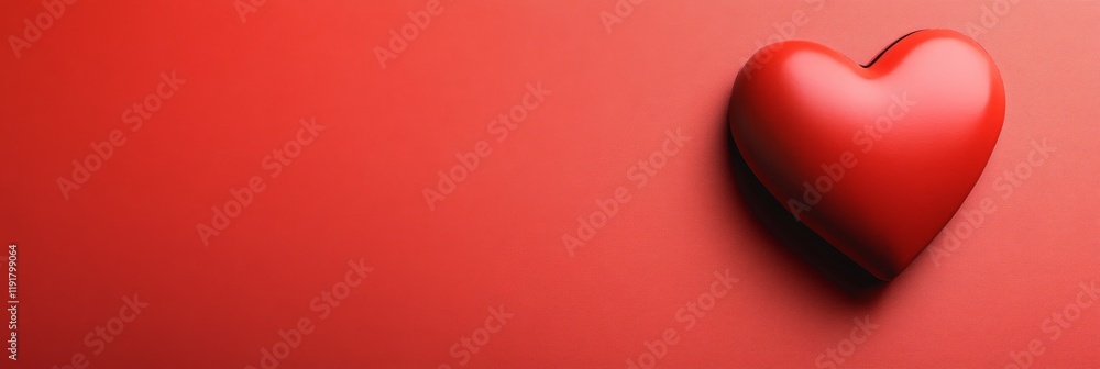 Aufkleber Red heart shape on a vibrant red background creating a simple yet powerful image ideal for valentine's day, anniversaries, or any occasion celebrating love and affection