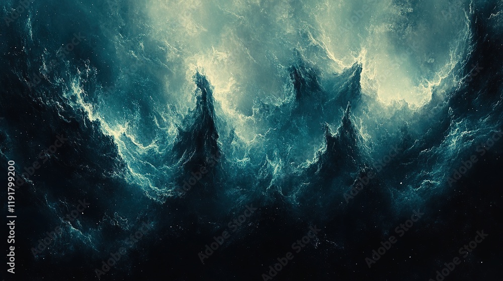 Poster cosmic storms unleashed outer space abstract art celestial environment dramatic viewpoint surreal co