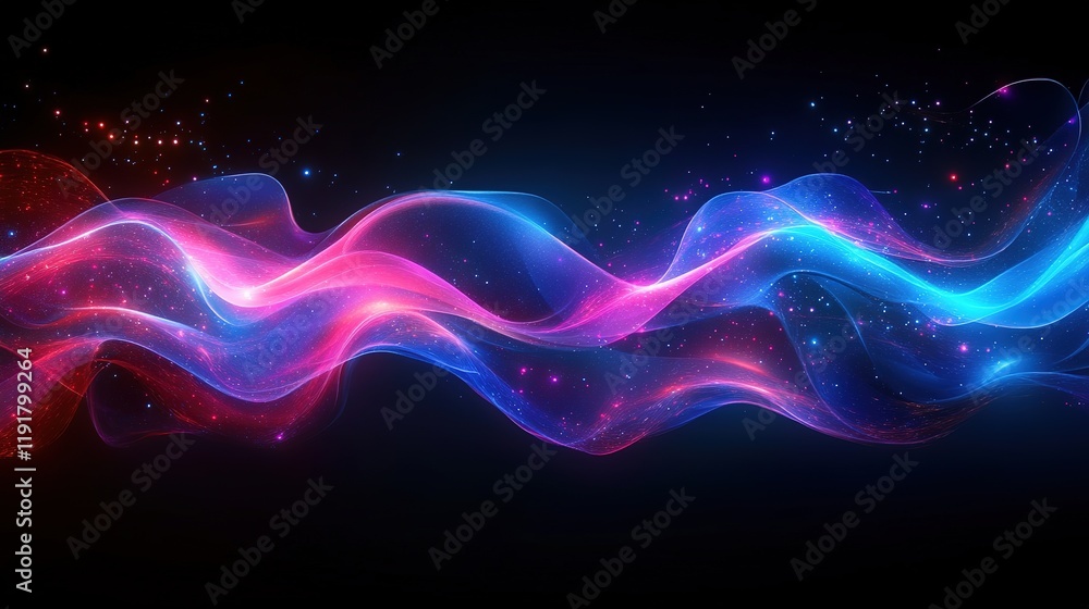 Poster dynamic colorful waves digital background abstract art dark canvas aesthetic design visual concept